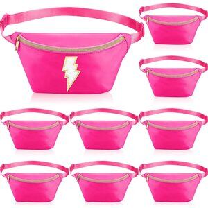 9 Pack Rose Red Nylon Waterproof Running Fanny Packs with Adjustable Straps for